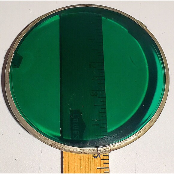 VTG LENS LOT Traffic Light Stop Signal 5" Glass Round 3 Red 1 Green 4 Piece Trim - Picture 13 of 16